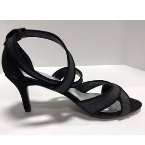 Dyeables Women’s Amber, Black Glitter Heeled Sandals, Size 8.5 M.
